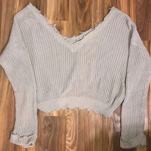 cropped grey sweater
